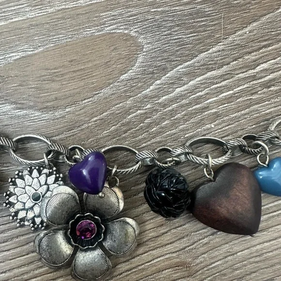 Vintage Handmade Whimysgoth Y2K Silver Chunky Charm Bracelet - Picture 7 of 8